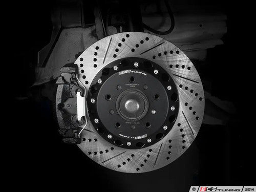 ECS Tuning Front CSL Big Brake Kit 345x28mm for BMW E36 M3 & Z3 M - E46 M3 CSL 2-Piece 345mm Drilled/Slotted Rotors with Caliper Relocation Brackets