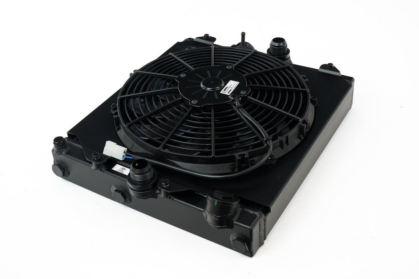 CSF Universal Half Radiator - Evo 7/8/9 / 92-00 Civic - w/ SPAL Fan & Shroud - Black