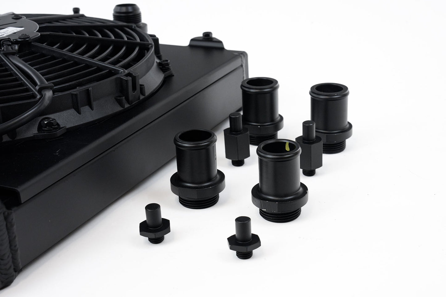 CSF Universal Half Radiator - Evo 7/8/9 / 92-00 Civic - w/ SPAL Fan & Shroud - Black