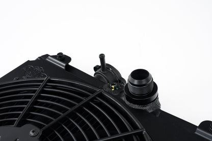 CSF Universal Half Radiator - Evo 7/8/9 / 92-00 Civic - w/ SPAL Fan & Shroud - Black