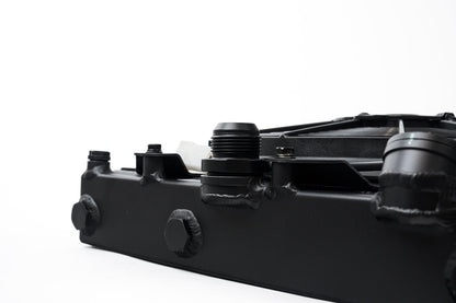 CSF Universal Half Radiator - Evo 7/8/9 / 92-00 Civic - w/ SPAL Fan & Shroud - Black