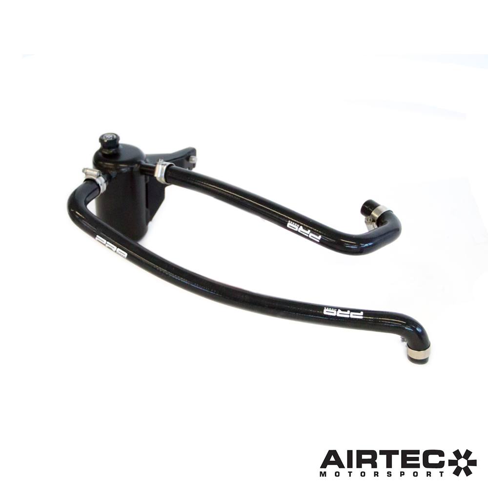 AIRTEC Motorsport Ford Fiesta ST Mk8 1.5T EcoBoost Oil Catch Can/Catch Tank & Engine Breather Kit - Baffled PCV Blow-By Vapour/Oil Separator, Pro-Series Black with Dipstick, Pro Hoses - Direct Fit
