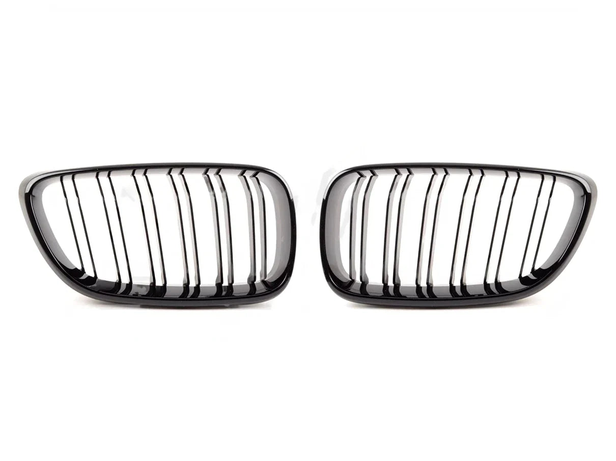 Genuine BMW M Performance F87 M2/M2 LCI Front Kidney Grilles Gloss Piano Black Twin/Double Slat Shadowline OEM Replacement Pair (Left & Right) - Blackout Radiator Grill Upgrade | 51712355447 51712355448