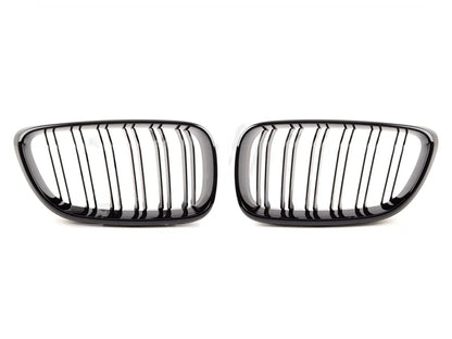 Genuine BMW M Performance F87 M2/M2 LCI Front Kidney Grilles Gloss Piano Black Twin/Double Slat Shadowline OEM Replacement Pair (Left & Right) - Blackout Radiator Grill Upgrade | 51712355447 51712355448