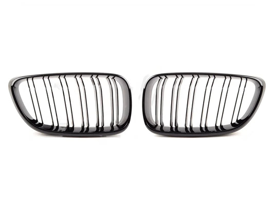 Genuine BMW M Performance F87 M2/M2 LCI Front Kidney Grilles Gloss Piano Black Twin/Double Slat Shadowline OEM Replacement Pair (Left & Right) - Blackout Radiator Grill Upgrade | 51712355447 51712355448