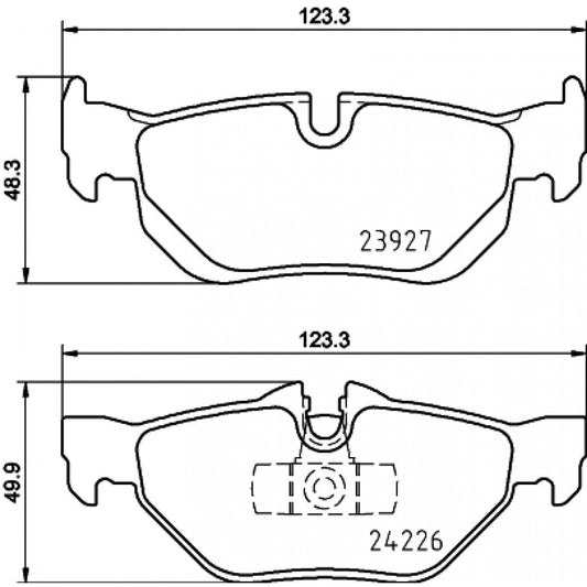 HELLA 8DB 355 031-781 Brake Pad Set (8DB-355-031-781) with Wear Sensor Lead for BMW 1 & 3 Series E8x/E9x – E81 E87 E88 120i 130i, E90 E91 E92 E93 318i 320i 320d incl xDrive | Teves/ATE Calipers | OE-Spec Disc Brake Pads