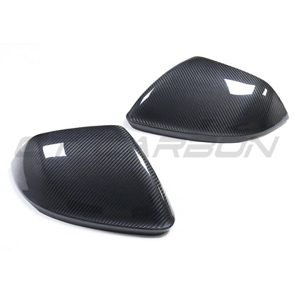Audi Q8 SQ8 RSQ8 (2020+) & Lamborghini Urus (2019+) Carbon Fibre/Fiber Wing Mirror Covers | Side Mirror Caps Replacement | Door Mirror Housings Shells - Gloss Pre-Preg 2x2 Twill OEM Fit - WITHOUT Lane Assist / Side Assist