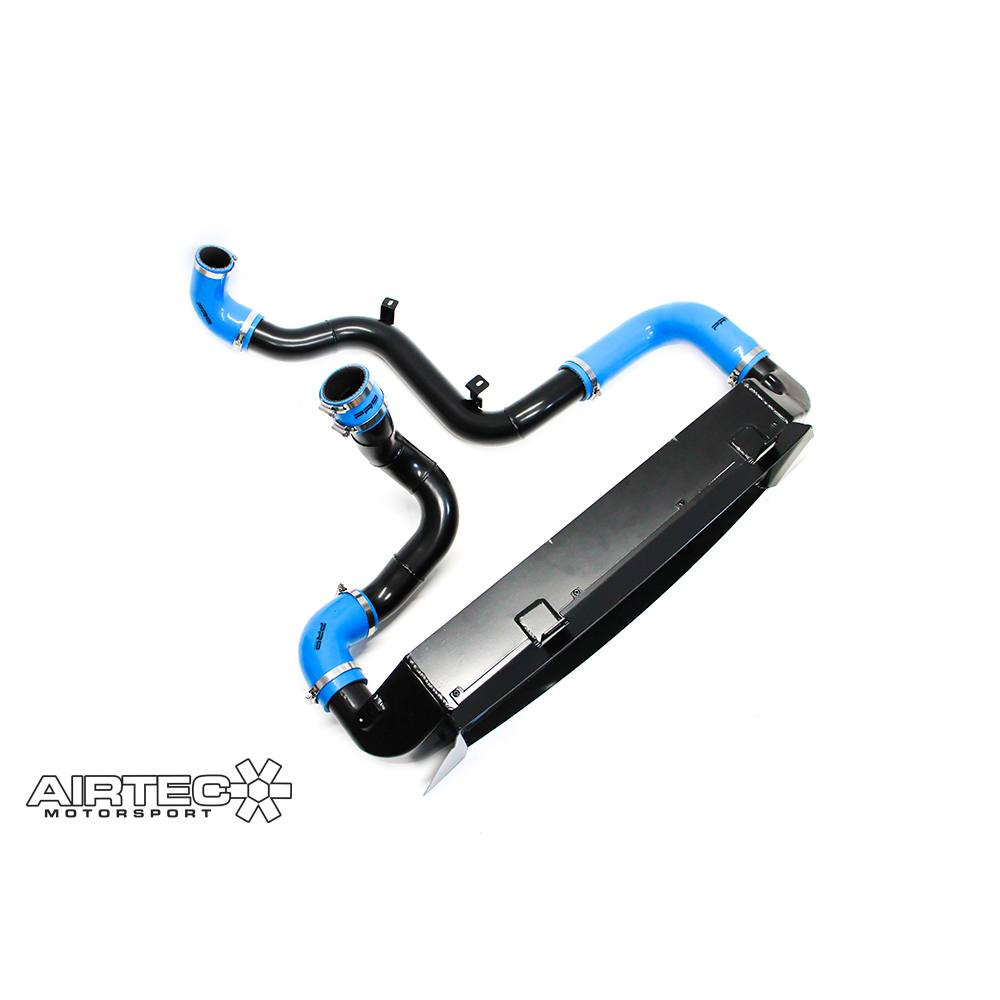 AIRTEC 100mm GobStopper Front Mount Intercooler FMIC + 2.5in Boost/Charge Pipes Hard Pipe Kit for Ford Focus RS Mk3 2.3 EcoBoost 2016-2018 - Pro-Series Black, Air-Ram Scoop, Smooth End Tanks - Charge Air Cooler Upgrade, Direct Fit, UK Made