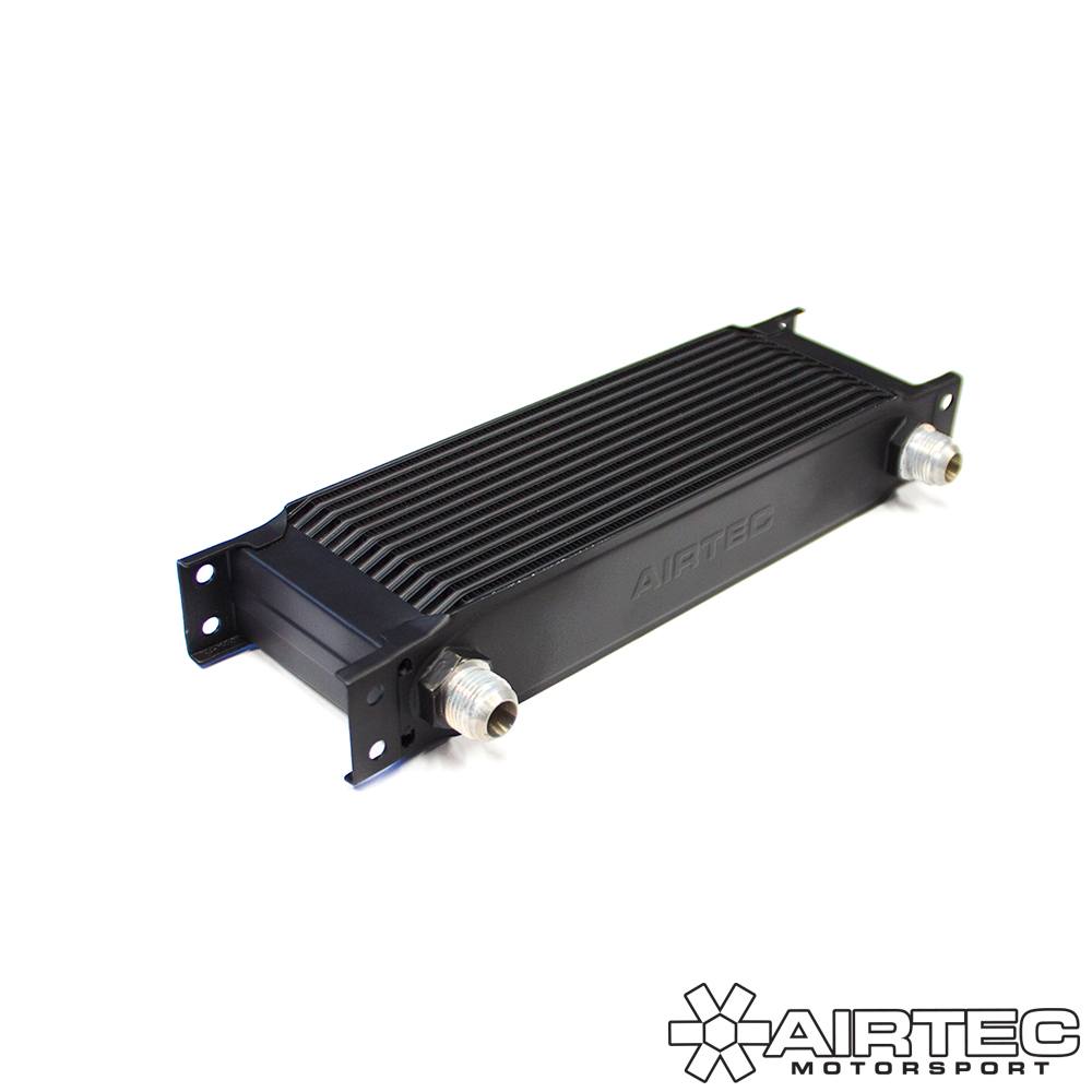 AIRTEC Motorsport 12-Row Universal Engine/Transmission Oil Cooler - AN8/AN10 Male Unions - Gearbox Cooler Radiator, Compact High-Flow Cast Aluminium, Satin Black Heat Exchanger