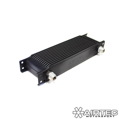 AIRTEC Motorsport 12-Row Universal Engine/Transmission Oil Cooler - AN8/AN10 Male Unions - Gearbox Cooler Radiator, Compact High-Flow Cast Aluminium, Satin Black Heat Exchanger