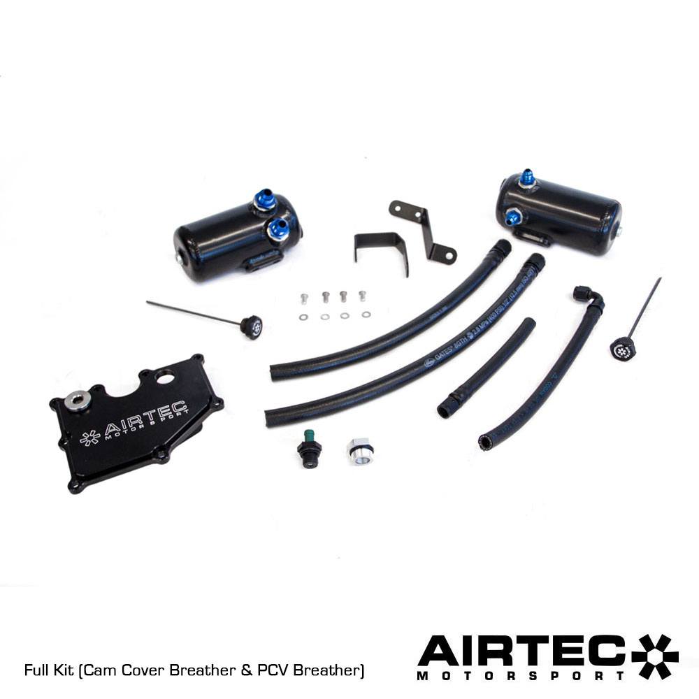 AIRTEC Motorsport Twin Oil Catch Can/Catch Tank & Oil Separator Kit + CNC Billet PCV Baffle Plate for Ford Focus RS Mk3 2.3 EcoBoost (2016-2018) & Focus ST Mk3 2.0 EcoBoost (2012-2018) - Crankcase Breather Upgrade - UK Made