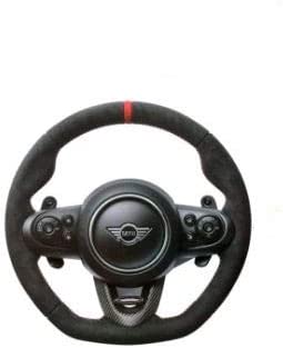 Genuine MINI JCW Pro Alcantara & Open-Pore Carbon Fibre D-Shape/Flat-Bottom Steering Wheel Rim (Outer Rim Only) F54 F55 F56 F57 F60 (Hatch/Clubman/Convertible/Countryman) – Cooper S & John Cooper Works – Paddle Shift/Steptronic Auto – OEM 32302364770