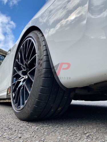 AP Design Carbon Fibre (Carbon Fiber) Front & Rear Splash Guards / Mud Flaps / Wheel Arch Protectors (Spats) Kit for BMW M2 F87 & M2 Competition 2016-2021 – Gloss Carbon Paint Protection Debris Deflectors Stone Chip Guards