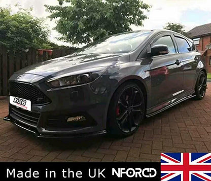 Gloss Black ABS Front Splitter / Front Lip / Chin Spoiler for Ford Focus ST Mk3 Facelift (MK3.5, 2015–2018) – KSB Front Bumper Extension Valance | UK Made Body Kit Styling Upgrade | Lower Splitter, Front Skirt, Bumper Lip | ST250, Aero Splitter