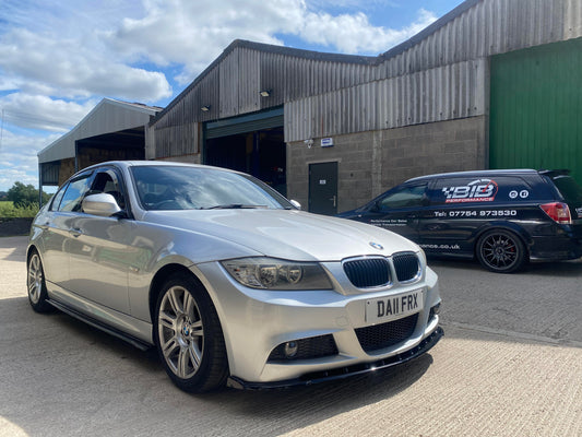 KSB Gloss Black Front Lip / Splitter / Chin Spoiler / Air Dam for BMW 3 Series E90 E91 M Sport LCI (Facelift) 2008-2011 - ABS Plastic Front Bumper Extension, Piano Black, Saloon & Touring, UK Made