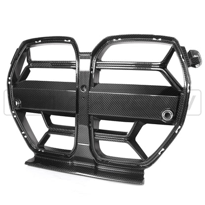 BMW M3/M4 2021+ G80 G82 G83 CSL Style Gloss Carbon Fibre/Carbon Fiber Kidney Grille | Front Bumper Grill Upgrade – CT Carbon Pre-Preg G8X Nose Panel Intake Surround Mesh Replacement