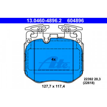 ATE 13.0460-4849.2 Brake Pad Set Pad Kit for BMW 1 Series with Brembo Callipers/Calipers – Sensor-Ready Disc Pads, Wear Indicator Slot (Wear Sensor Not Included) | ATE 13046048492 13 0460 4849 2
