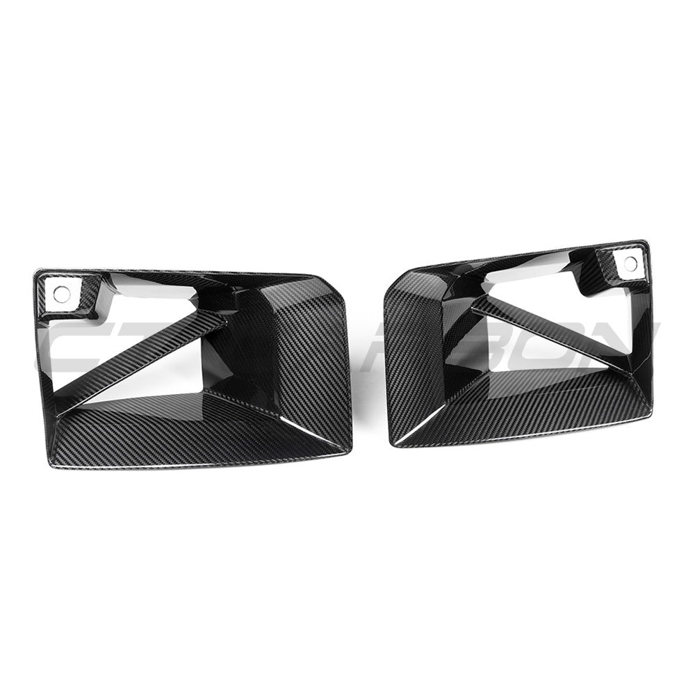 BMW M2 G87 2023+ Front Bumper Vent Inserts - Gloss Carbon Fibre (Fiber) Air Ducts, Intake Vents & Grille Inserts/Covers by CT Carbon | Pre-Preg CF Aero Cooling Inlets, Front Air Guides, Exterior Trim Upgrade