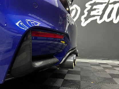 BMW M3/M4 F80 F82 F83 Rear Carbon Fibre/Fiber Bumper Canards Spats Winglets Aero Fins Corner Splitters (2014-2020) Gloss Carbon F8X CT Carbon