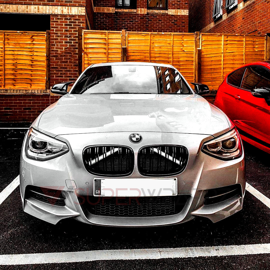 Glow White V-Brace/V-Support Decals for BMW – Kidney Grille V Bar Sticker Overlay Vinyl Wrap | Luminous Front Radiator Support/Crash Bar Accent Film | Glow Effect, DIY Removable, UK Made