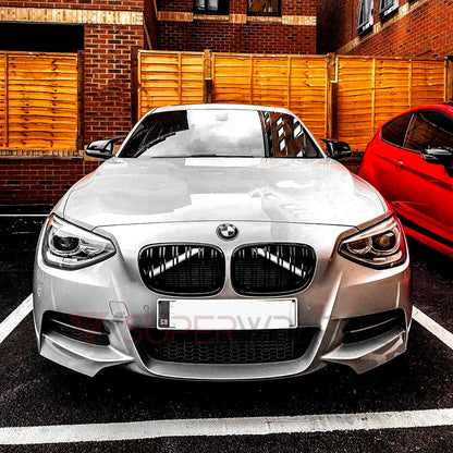 Glow White V-Brace/V-Support Decals for BMW – Kidney Grille V Bar Sticker Overlay Vinyl Wrap | Luminous Front Radiator Support/Crash Bar Accent Film | Glow Effect, DIY Removable, UK Made