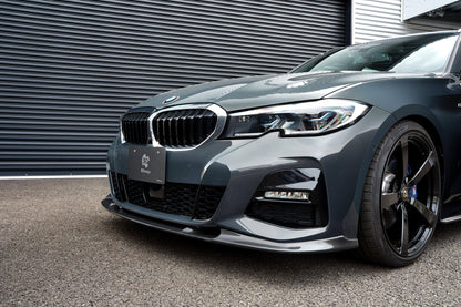3DDesign Carbon Fibre/Fiber Front Lip Splitter for BMW 3 Series G20 G21 M Sport (2018-2022) | Front Spoiler, Bumper Lip, Chin Spoiler, Aero Lower Valance | Fits Saloon & Touring 320i 330i 330e M340i