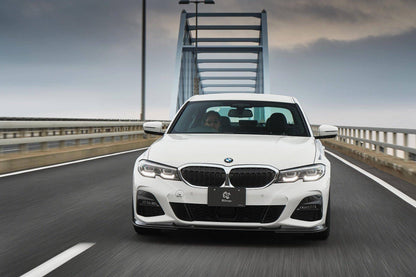 3DDesign Carbon Fibre/Fiber Front Lip Splitter for BMW 3 Series G20 G21 M Sport (2018-2022) | Front Spoiler, Bumper Lip, Chin Spoiler, Aero Lower Valance | Fits Saloon & Touring 320i 330i 330e M340i