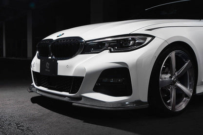 3DDesign Carbon Fibre/Fiber Front Lip Splitter for BMW 3 Series G20 G21 M Sport (2018-2022) | Front Spoiler, Bumper Lip, Chin Spoiler, Aero Lower Valance | Fits Saloon & Touring 320i 330i 330e M340i