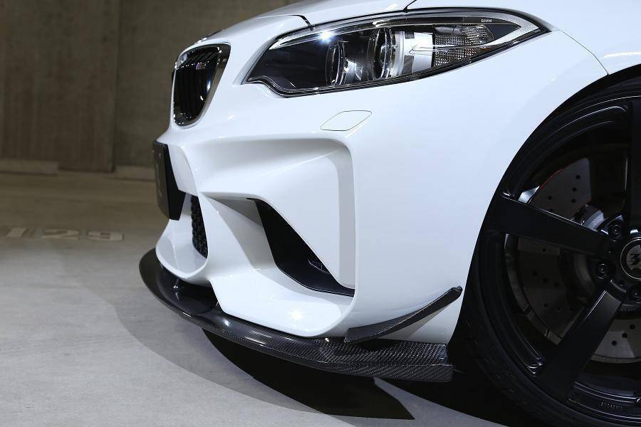 3D Design BMW M2 F87 2015-2018 Carbon Fibre Front Splitter / Front Lip Spoiler – Carbon Fiber Chin Spoiler, Front Bumper Lip & Valance, Bumper Extension – Pre-Preg 2x2 Twill Gloss, OEM+ Style, Aero Lip, Autoclaved