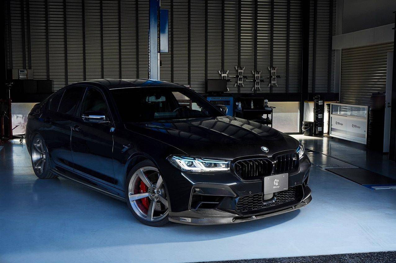 3DDesign Carbon Fibre Front Splitter / Front Lip Spoiler for BMW M5 LCI Facelift F90 2020-2023 (incl. M5 Competition) – Carbon Fiber Bumper Lip, Lower Valance Aero, Chin Spoiler Lip Kit