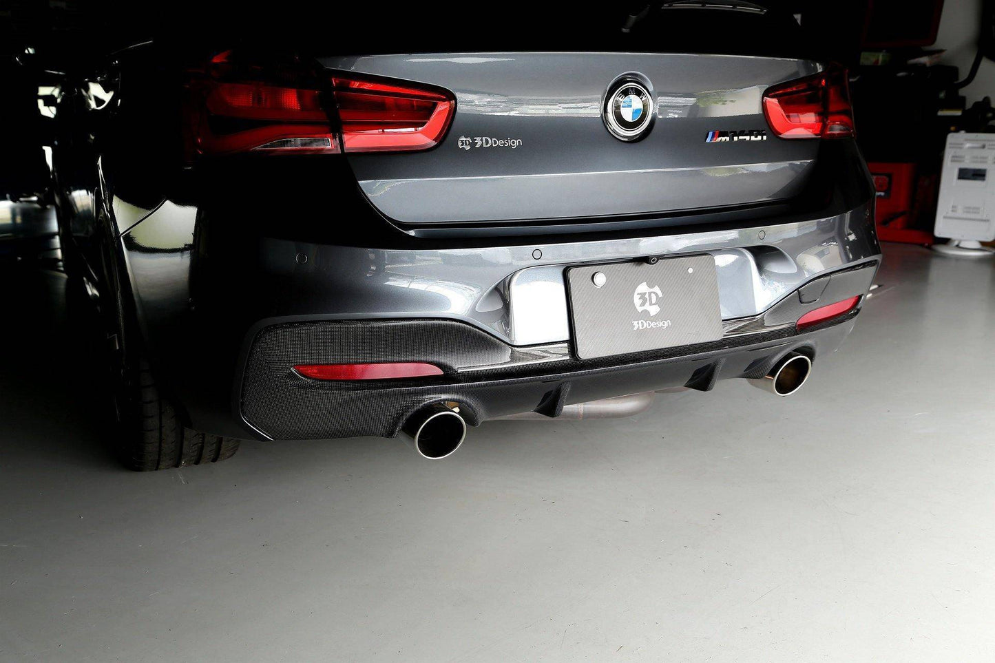 3DDesign Carbon Fibre/Carbon Fiber Rear Diffuser Valance/Rear Bumper Insert for BMW 1 Series F20 F21 LCI Facelift (2015-2019) - Fits M135i M140i Hatchback, Performance Rear Lower Spoiler Apron