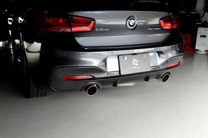 3DDesign Carbon Fibre/Carbon Fiber Rear Diffuser Valance/Rear Bumper Insert for BMW 1 Series F20 F21 LCI Facelift (2015-2019) - Fits M135i M140i Hatchback, Performance Rear Lower Spoiler Apron