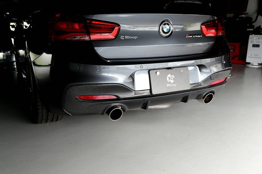 3DDesign Carbon Fibre/Carbon Fiber Rear Diffuser Valance/Rear Bumper Insert for BMW 1 Series F20 F21 LCI Facelift (2015-2019) - Fits M135i M140i Hatchback, Performance Rear Lower Spoiler Apron