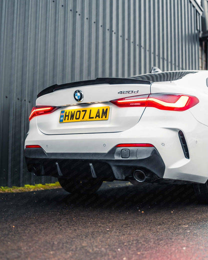 3DDesign Carbon Fiber/Fibre Rear Diffuser/Valance for BMW 4 Series G22 G23 (2020+) M Sport & M440i – CFRP 2x2 Twill | Quad Exhaust Rear Bumper Insert/Skirt | G22 Coupe & G23 Convertible