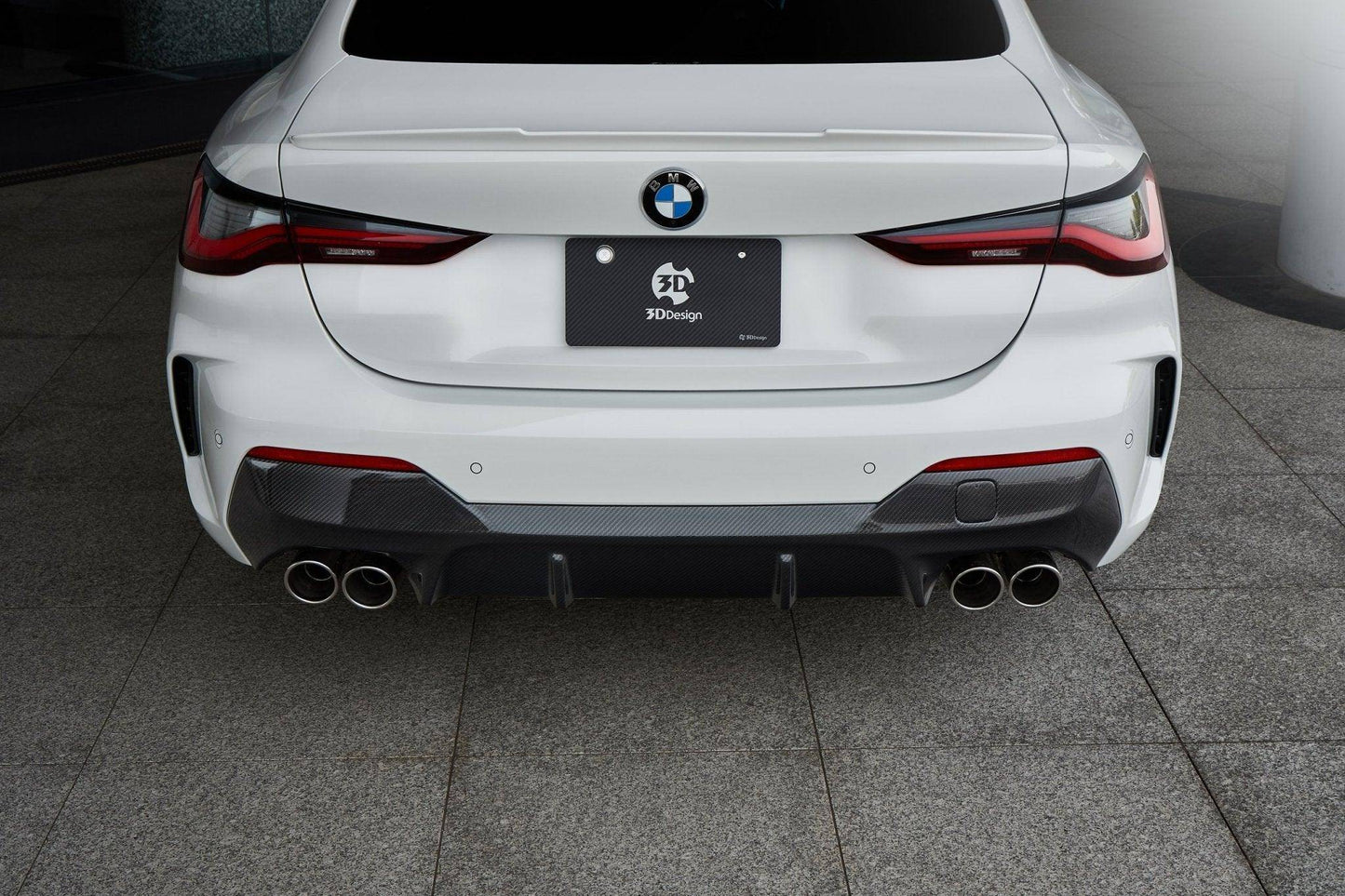 3DDesign Carbon Fiber/Fibre Rear Diffuser/Valance for BMW 4 Series G22 G23 (2020+) M Sport & M440i – CFRP 2x2 Twill | Quad Exhaust Rear Bumper Insert/Skirt | G22 Coupe & G23 Convertible