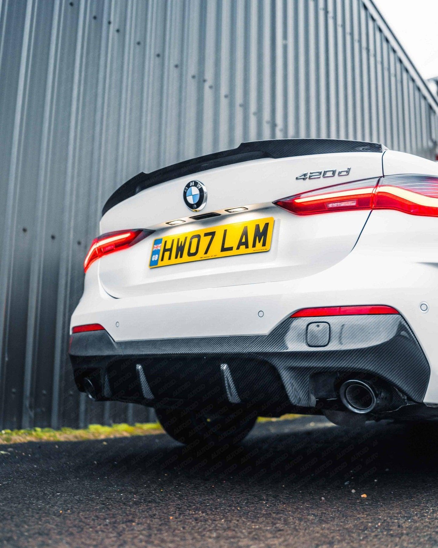 3DDesign Carbon Fiber/Fibre Rear Diffuser/Valance for BMW 4 Series G22 G23 (2020+) M Sport & M440i – CFRP 2x2 Twill | Quad Exhaust Rear Bumper Insert/Skirt | G22 Coupe & G23 Convertible