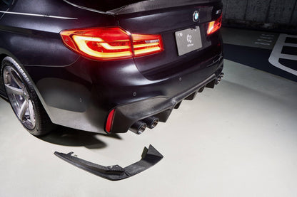 3DDesign Carbon Fibre Rear Diffuser / Valance for BMW M5 F90 (2017-2023) – Rear Bumper Splitter & Lower Bumper Insert – Fits M5 & M5 Competition Saloon/Sedan – Carbon Fiber Quad Exhaust Surround, OEM+ Rear Styling – Performance Aero Body Kit Upgrade