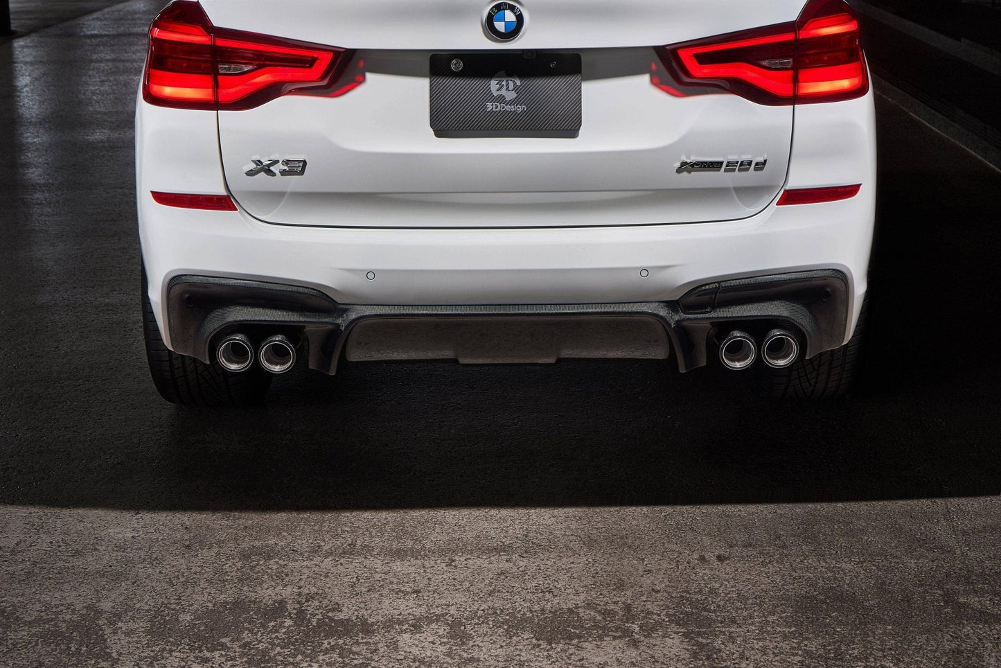 3DDesign (3D Design) Carbon Fibre (Carbon Fiber) Rear Diffuser/Valance for BMW X3 G01 M Sport 2018-2021 | Pre-LCI Pre-Facelift Rear Bumper Insert, Lower Undertray, Splitter Fins | OEM+ Performance Aero Upgrade | SUV Tuning | Body Kit