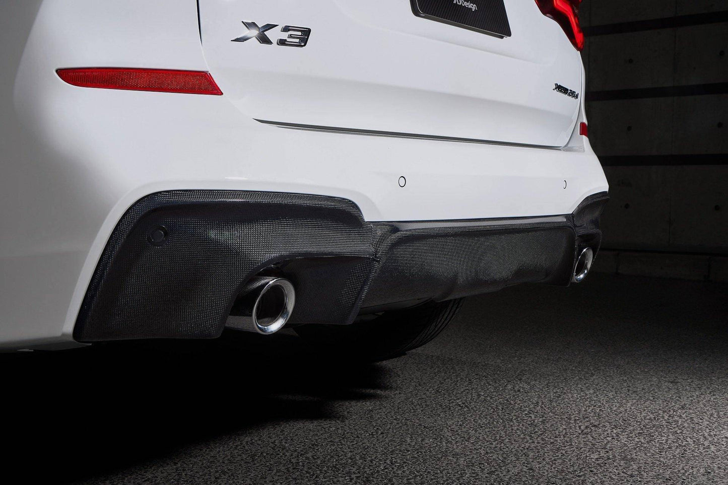 3DDesign (3D Design) Carbon Fibre (Carbon Fiber) Rear Diffuser/Valance for BMW X3 G01 M Sport 2018-2021 | Pre-LCI Pre-Facelift Rear Bumper Insert, Lower Undertray, Splitter Fins | OEM+ Performance Aero Upgrade | SUV Tuning | Body Kit