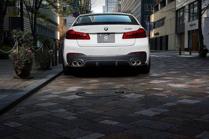 3DDesign Type 1 Carbon Fibre/Fiber Rear Diffuser Valance Splitter for BMW 5 Series (5er) G30 M Sport Sedan/Saloon (2017-2023, LCI) - Rear Bumper Insert OEM+ Performance Aero Body Kit Styling