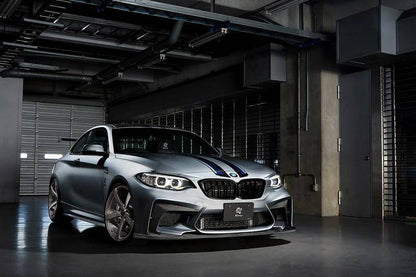 3D Design Front Bumper/Fascia w/ Carbon Fibre/Fiber Lower for BMW M2 F87 (2015-2018) - Aftermarket Front Bar, Splitter/Lip, Valance - Replacement Bumper Cover Aero Body Kit Upgrade