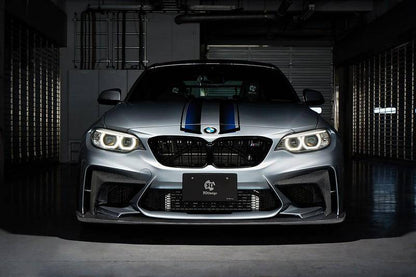 3D Design Front Bumper/Fascia w/ Carbon Fibre/Fiber Lower for BMW M2 F87 (2015-2018) - Aftermarket Front Bar, Splitter/Lip, Valance - Replacement Bumper Cover Aero Body Kit Upgrade