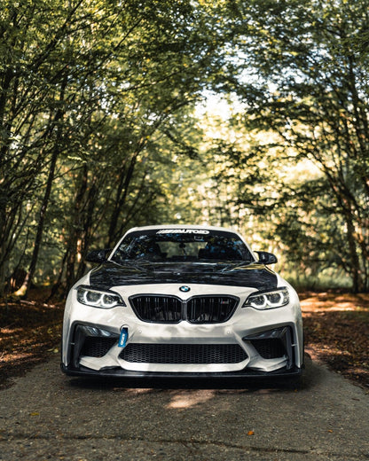 BMW M2 Competition F87 (2018-2021) Front Bumper/Fascia by 3DDesign - Carbon Fiber Aero Bumper, Replacement Bumper Cover, Front Valance, Paint-Ready, PDC Compatible | Front End Conversion & Front Spoiler
