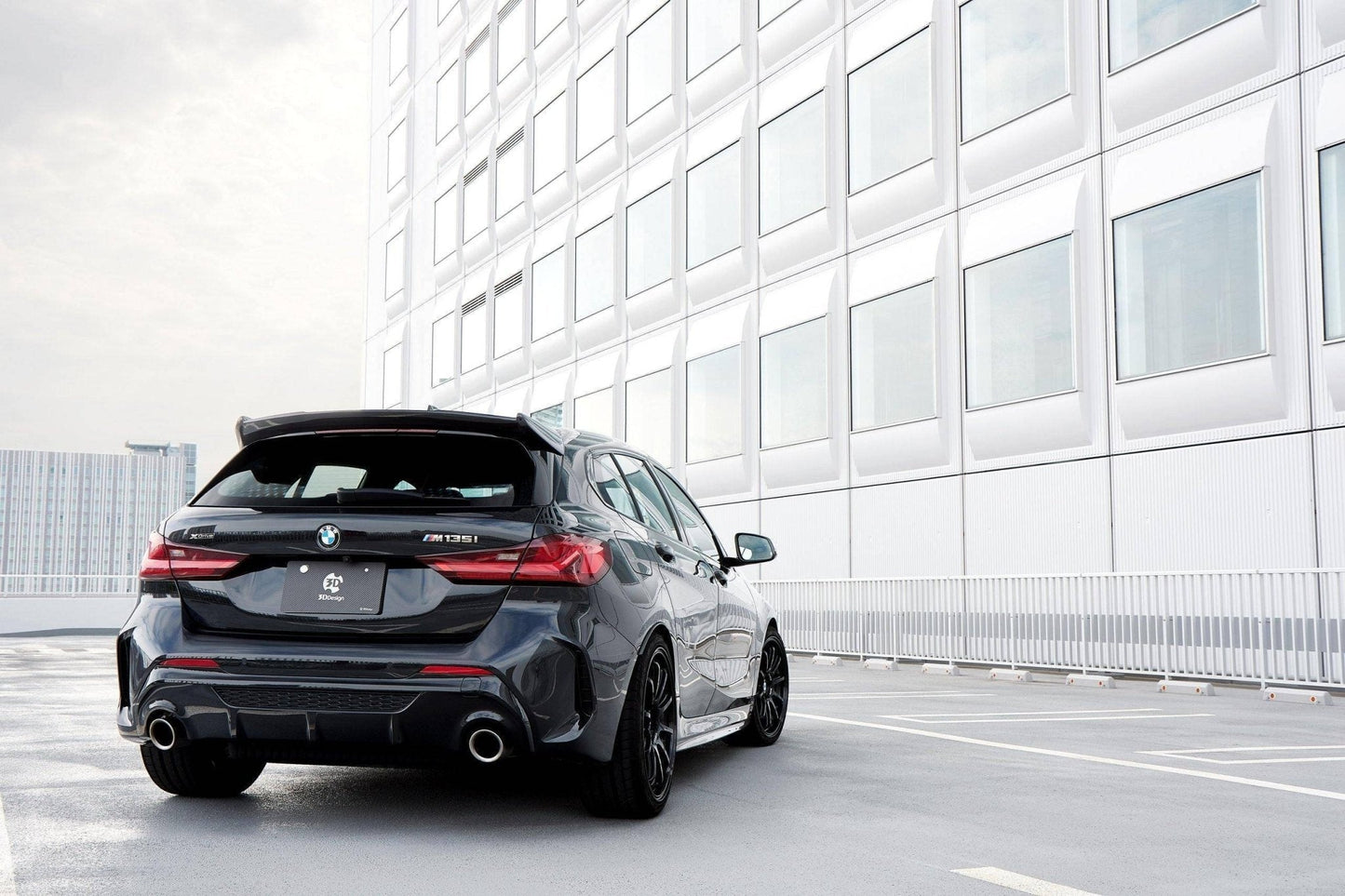 3DDesign Rear Roof Wing Spoiler Lip for BMW 1 Series (1er) & M135i Hatchback (2019+, F40 F70) – Tailgate Spoiler Extension, OEM+ Primed Paint-Ready