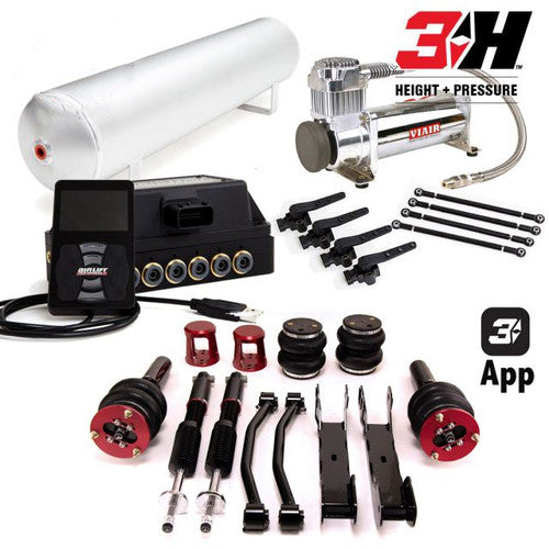 Air Lift Performance 3H Digital Air Suspension Kit for BMW 1 Series E81 E82 E87 E88 & 1M | Complete Front & Rear Struts | 30-Level Damping | Height & Pressure Control | Bluetooth | Viair 444C | 4 Gallon Tank