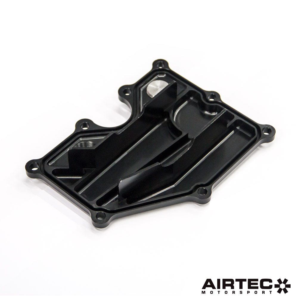 AIRTEC Motorsport Billet PCV Baffle Plate  Ford 2.0 Duratec & Mazda NA/Turbo  Oil Catch Can Ready, M22x1.5 Ports, Anodised Black, CNC Machined, Direct Fit PCV Delete/Blanking Plate