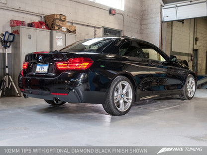 AWE Tuning Touring Edition Exhaust for BMW 435i F3x (F32 F33 F36) - Axle-Back with Optional Performance Mid Pipe - T304 Stainless, 3-inch Mandrel Bent, Drone-Free 180 Technology, 90mm/102mm Tips - Fits RWD & xDrive