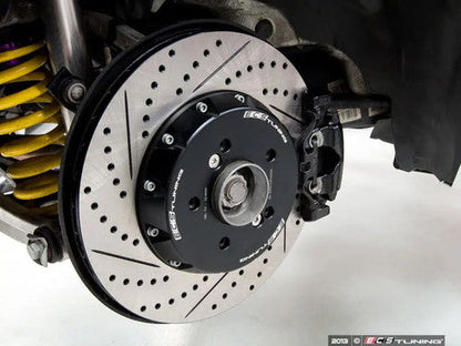 ECS Tuning 2-Piece Lightweight Rear Brake Discs/Rotors 350mm (350x24), Semi-Floating, Drilled & Grooved - BMW 1M E82, E90 E92 E93 M3, E90 E91 E92 E93 3 Series M Performance 350mm Rear Brake Upgrade - Pair