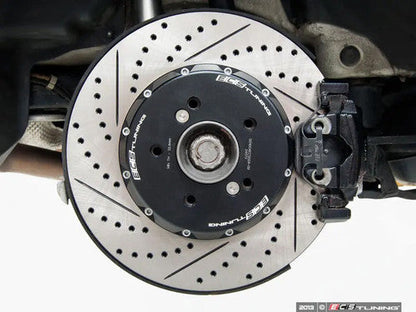 ECS Tuning 2-Piece Lightweight Rear Brake Discs/Rotors 350mm (350x24), Semi-Floating, Drilled & Grooved - BMW 1M E82, E90 E92 E93 M3, E90 E91 E92 E93 3 Series M Performance 350mm Rear Brake Upgrade - Pair
