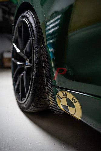 AP Design Carbon Fibre (Carbon Fiber) Front Splash Guards/Mud Flaps (Fender Spats) for BMW M2 F87 & M2 Competition 2015+ - Gloss Carbon Wheel Arch Protectors/Stone Guards - Pair